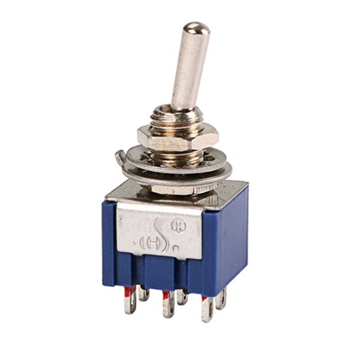 GN109A 6 pies ON-ON SPDT 2 posiciones palanca de enganche 6A 125V (azul) - Imagen 5 de 12