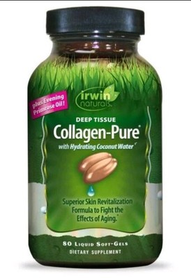 Irwin Naturals Deep Tissue Collagen-Pure w/ Coconut Water 80 Soft-Gels FREE SHIP
