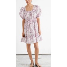 AND OTHER STORIES Paris Atelier Floral Tiered Puff Sleeve Mini Dress Size Med