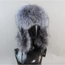 Fashion Hats Fluffy Warm Men Winter Outdoor Bombers Windproof Real Fox Farm Fur