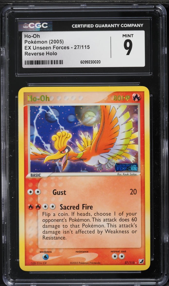 CGC 9 Ho-Oh Reverse Holo Rare EX Unseen Forces 2005 Pokemon Card #27