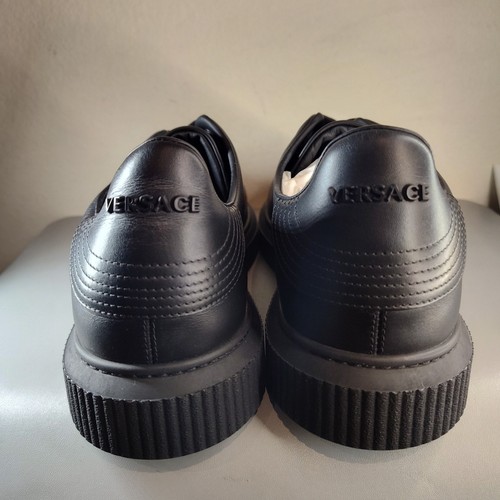 Versace Black 3D Medusa Head Sneakers calf Leather Black Men's Sz EU 43 US 9.5 - Picture 4 of 8