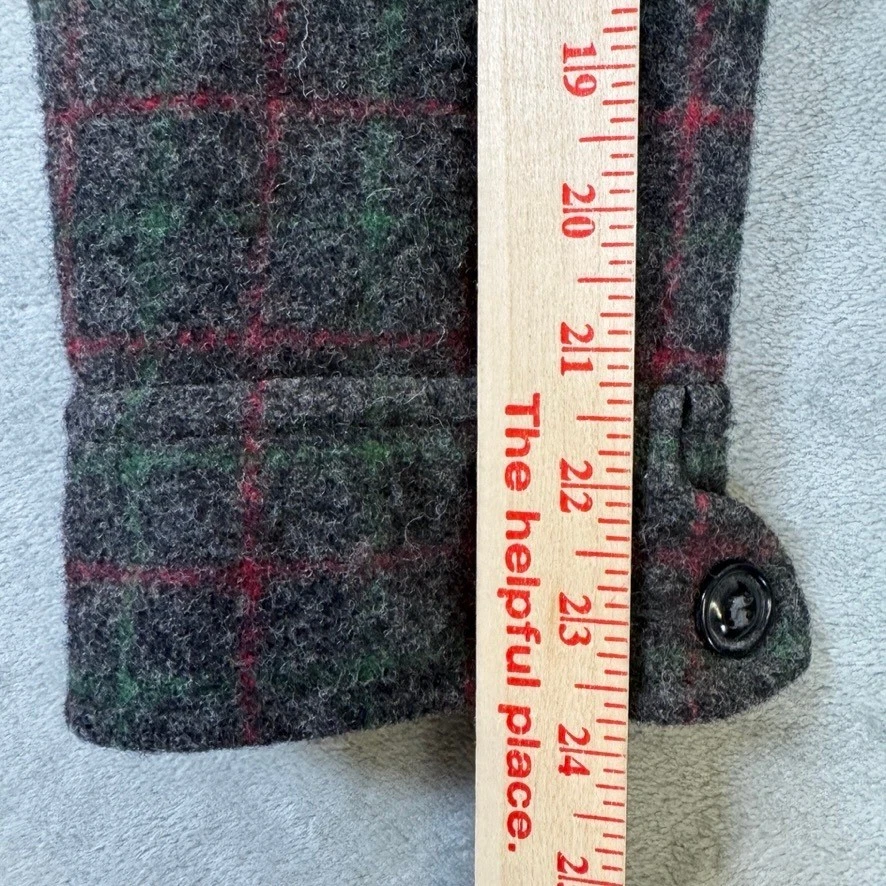 Johnson Woolen Mills Adirondack Plaid Wool Jacket Gray Red Green 10115 Large - product detail image 11