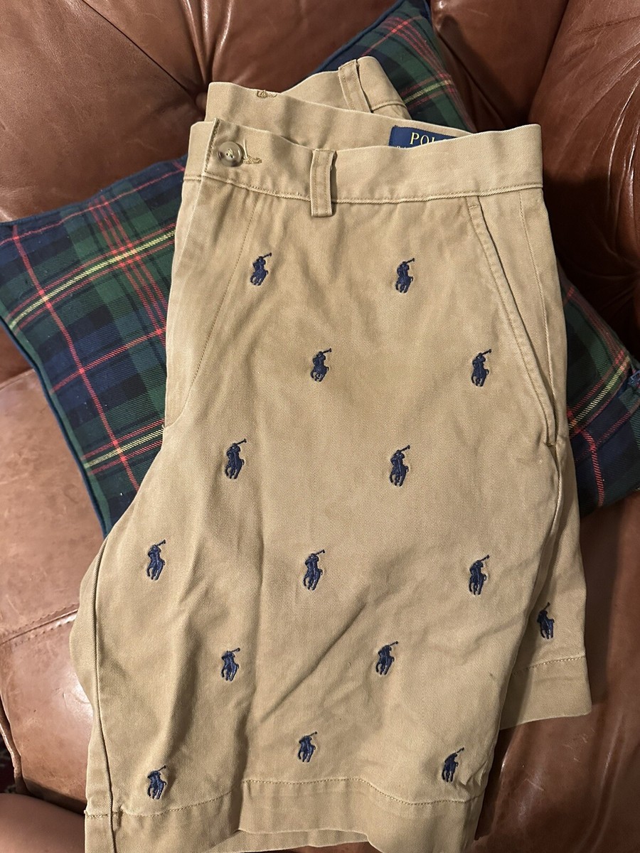 Polo Ralph Lauren All Over Pony logo Chino Shorts Mens 31 Khaki