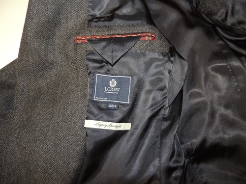 J. Crew Legacy sportcoat men's Gray Herringbone slim fit jacket coat size 38 R - Picture 7 of 10