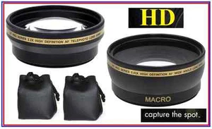 2 Lentille Pro HD Angle large & Téléphoto + Anneau d'adaptateur pour Canon Powershot SX50 HS