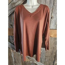 Simply supima v neck tunic j jill fall color layering top pima large L *FLAW* ^