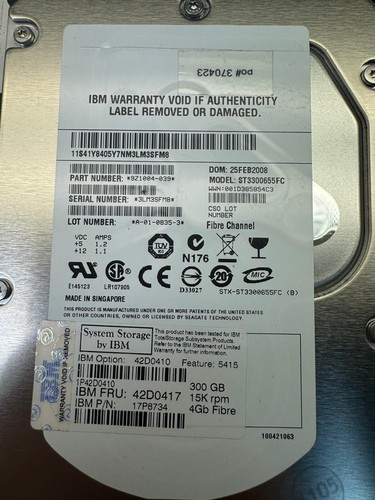IBM 42D0417 42DD0410 17P8734 300 GB 15K 4Gb/s Fibre Channel 3.5in HDD - Picture 3 of 7
