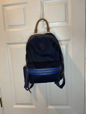 Tory Burch Perry Navy Blue Nylon Small Backpack Royal Blue  display picture 2