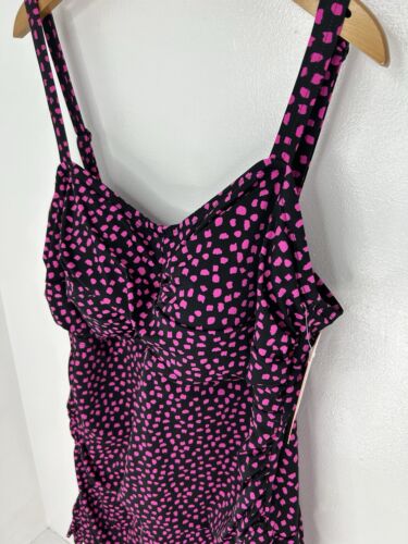 Swimsuits For All NWT One Piece Size 28 Black Pink Polka Dots Beach Resort NEW - Picture 4 of 14