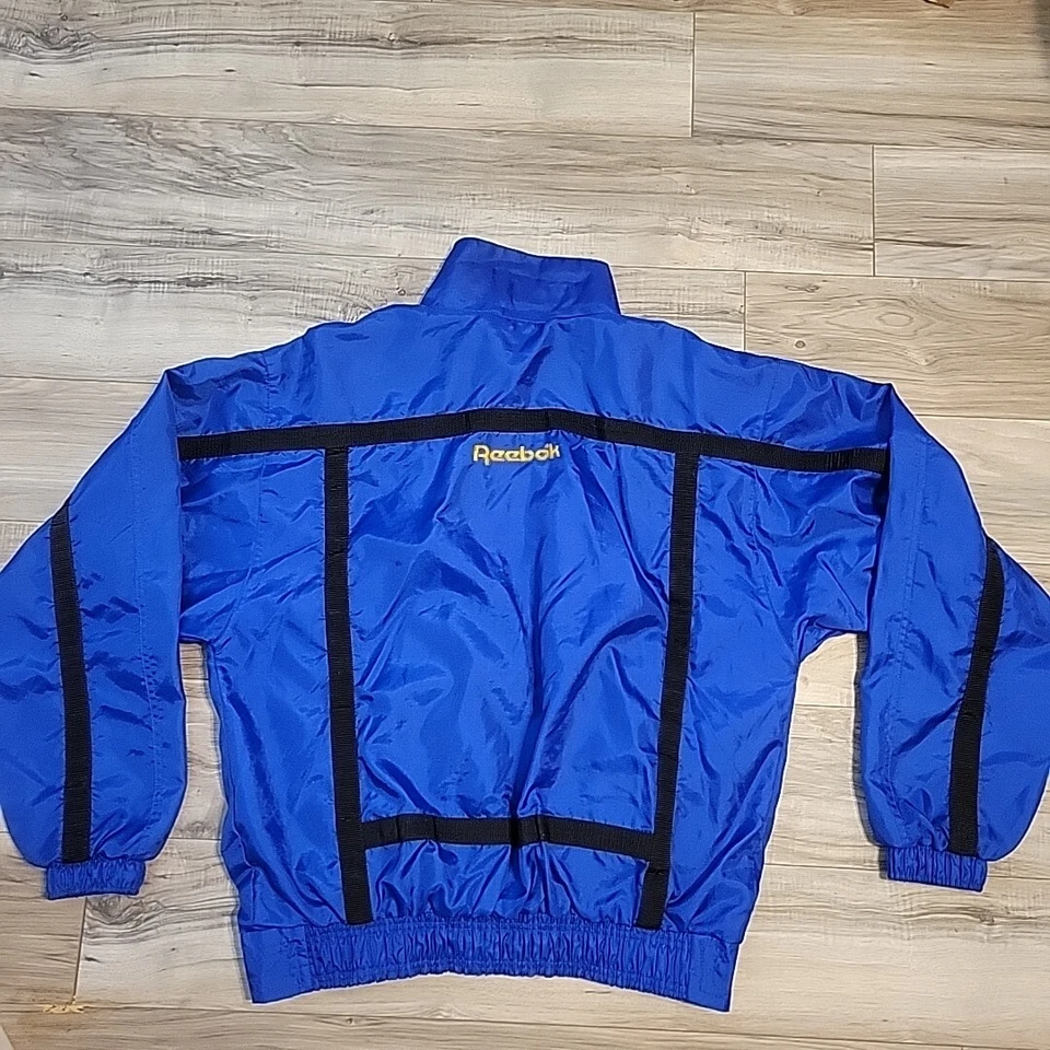 Reebok Jacket Mens Medium Blue Lined Full Zip Coat Pockets Vintage - Image 3 of 4