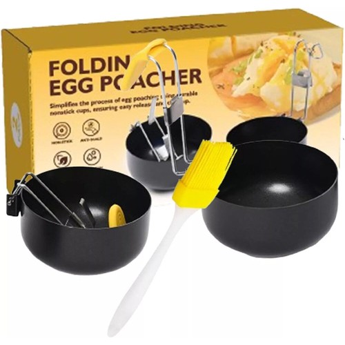 Egg Poacher Pan Foldable Ear Hanging Non-stick Egg Cooker Stainless Steel - Picture 8 of 13