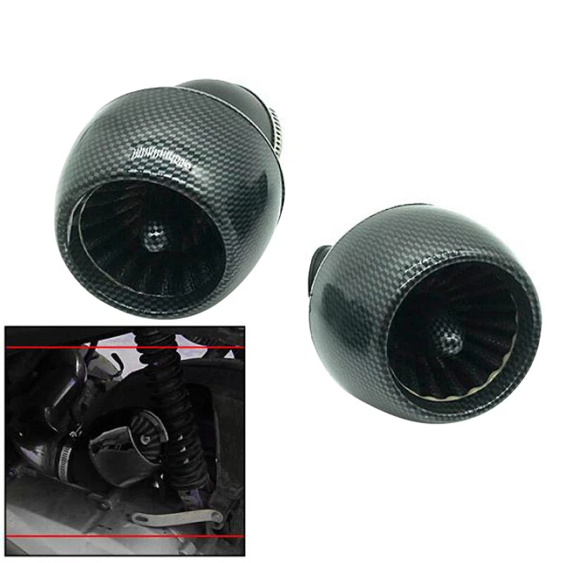 Filtro de admisión de aire de fibra de carbono calibre 28 mm-48 mm 2 piezas para motocicleta ATV scooter Foto 3 de 4