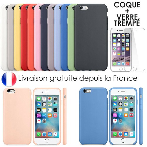Coque Silicone pour iPhone 6 7 8 XR XS MAX X 14 13 12 Pro 11 SE + Verre trempé - Photo 2/23