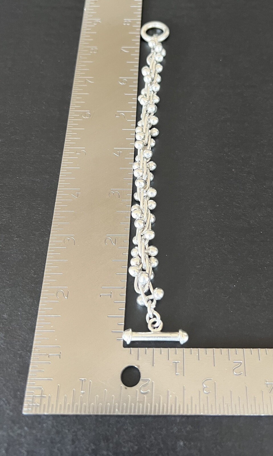 Taxco Mexico Sterling Silver Peppercorn CHA CHA DNA Link Bracelet 55g