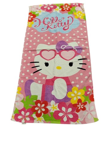 Hello Kitty Sanrio Beach Bath Towel 27”x 55” Girl Polka Dots Flowers Pink - 第 2/3 張圖片