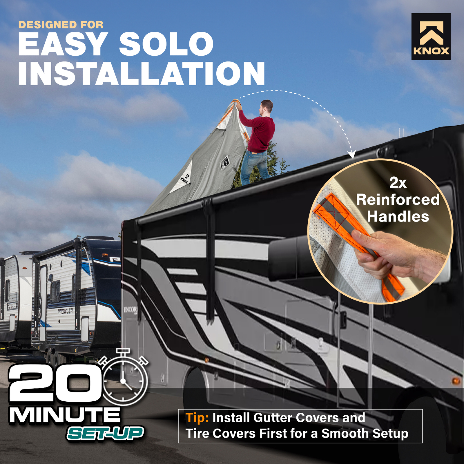 3rd Gen Motorhome RV Cover Class A, AntiTear 7 Layer APEX Fabric, Grey