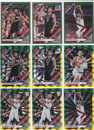 2019/20 Donruss Lot PORTLAND BLAZERS Green Flood (3), Green/Yellow Laser (6)