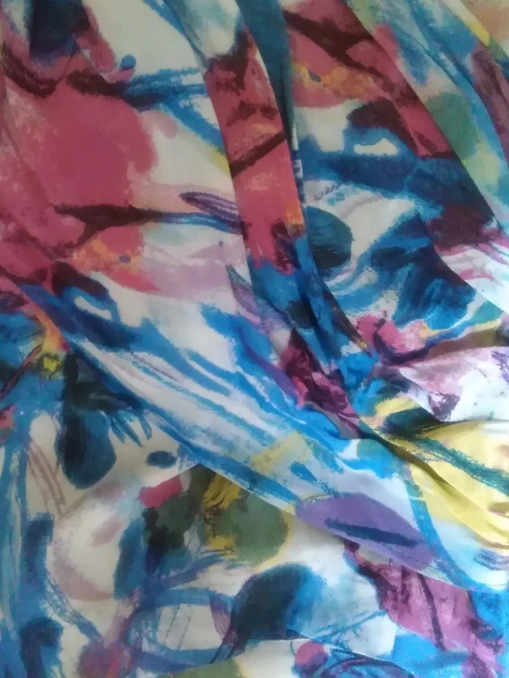 Falda corta floral azul seda pura para mujer La Redoute talla 4 Foto 4 de 4