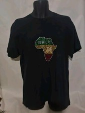 Black T Shirt Short Sleeved Diamante Bling Africa flag African New No Tags