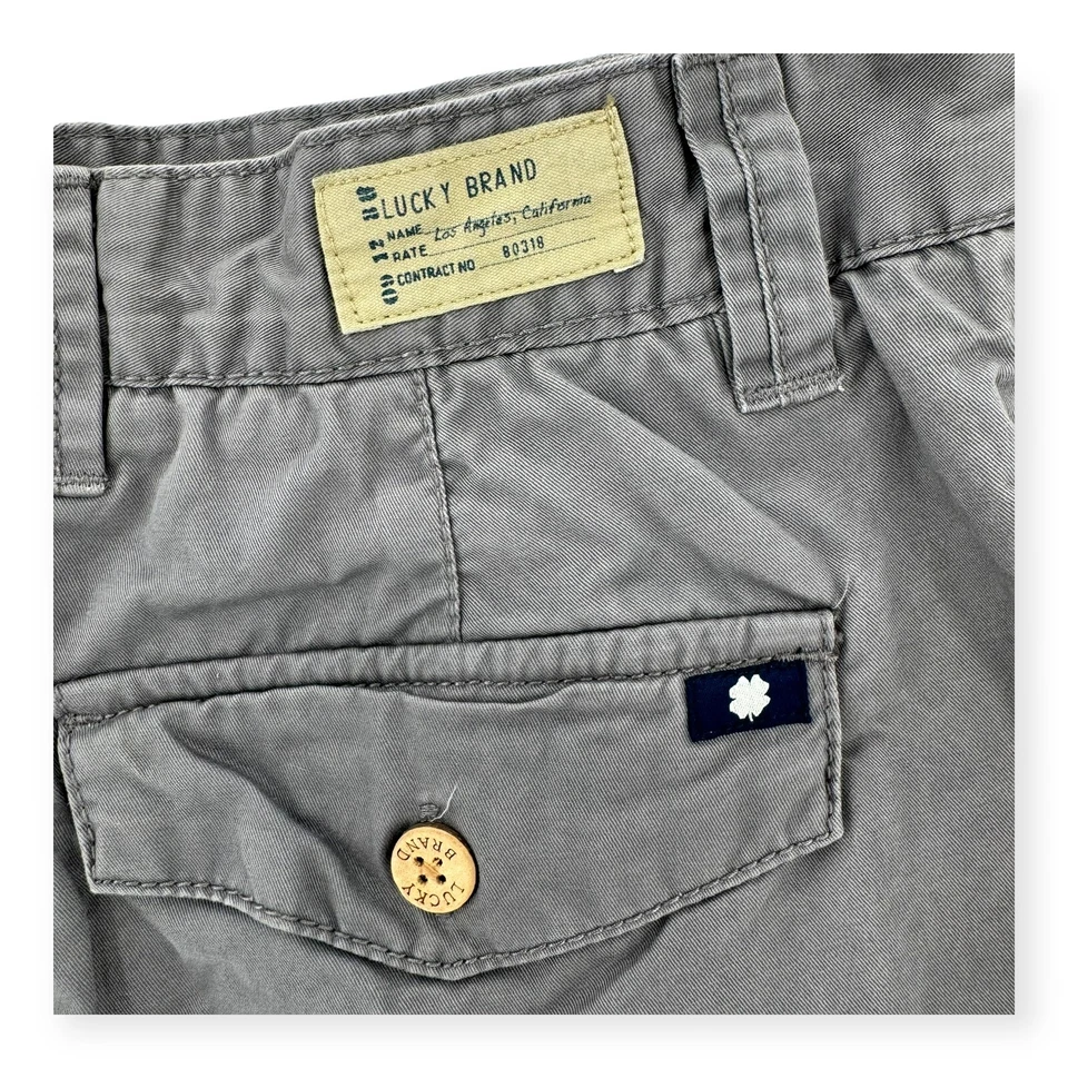Shorts Lucky Brand masculino juvenil tamanho 14 cinza bolsos de carga algodão - Imagem 4 de 4
