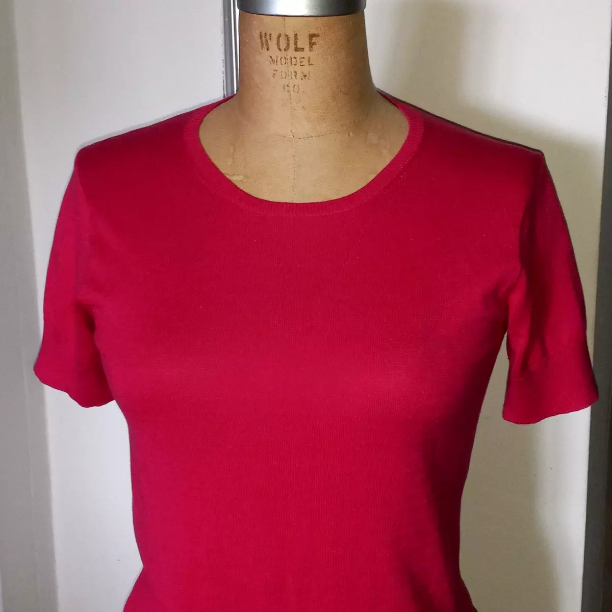 AGNES B. PARIS SILK/COTTON RED PINK TOP T-SHIRT SIZE 1 (US S)