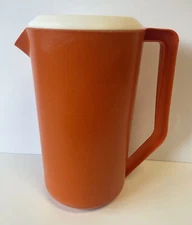 Rubbermaid ~Orange Pitcher~ 2 1/4 Quarts White Lid  #J-2445 Vintage