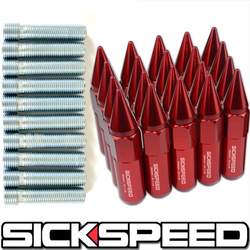 20 PC RED SPIKED LUG NUTS CONVERSION ADAPTER KIT 12X1.5 TO 12X1.5