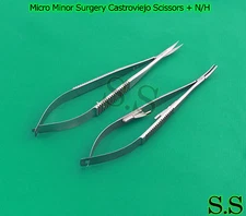 2 O.R GRADE MICRO MINOR SURGERY CASTROVIEJO SCISSORS + NEEDLE HOLDER 5.5" CURVED