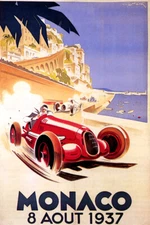 1937 MONACO GRAND PRIX CAR RACING RACE MONTE CARLO EUROPE VINTAGE POSTER REPRO