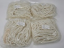 Lot of 48 White Loose String Pearls Strands 8mm Round Plastic Beads 60"