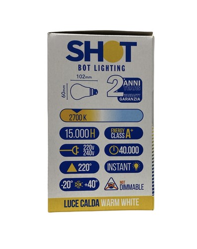 SHOT BOT LIGHTING SET 10 PZ Lampada Goccia led opale 8W E27 3000K 806lm BI.CALDO - Foto 3 di 4