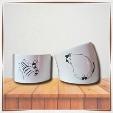 Large Ceramic Cat Bowl - Tilted or Straight - Raised Sturdy Stylish Cat Bowls