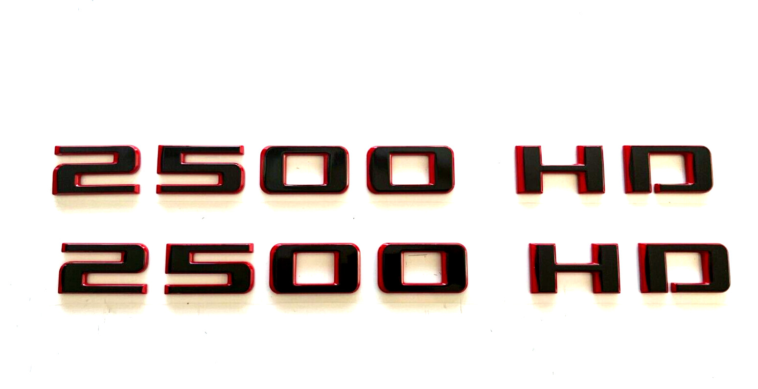 2PC Black Red 2500 HD Emblem Nameplate 2019-2023 Silverado 2500HD 2500 HD