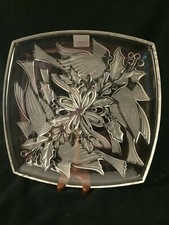 Gorham Holiday Traditions Cardinal Square Platter 13" Crystal Brand New