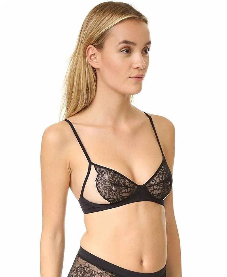 Sutiã La Perla 166741 Feminino Carisma Renda e Malha Transparente Bralette Preto Tamanho 32B - Imagem 2 de 4