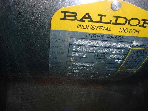 2HP Baldor Motor 3 Phase TANG Shaft - 1725 RPM Frame 56YZ (18896-A11) - Picture 4 of 4