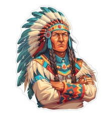 Native American Indian with headdress head dress Sticker Stickers Decal A1012