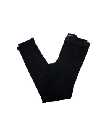 LEVEL 99 Leggings Sz M Black Faux Suede Textured Mid Rise Pull On Minimalist Y2K