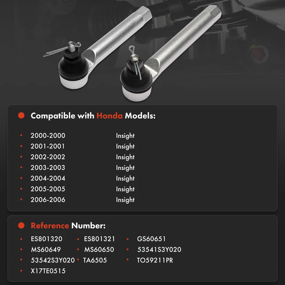 Extremo de varilla de amarre lateral exterior delantero 2 piezas con rótula para Honda Insight 2000-2006 Foto 2 de 4