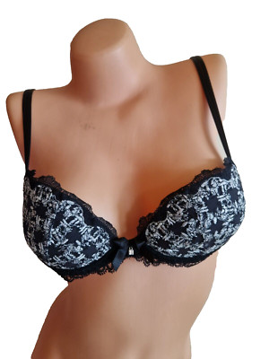 Lise Charmel gray black tweedy elegance 32A bra with swarovski