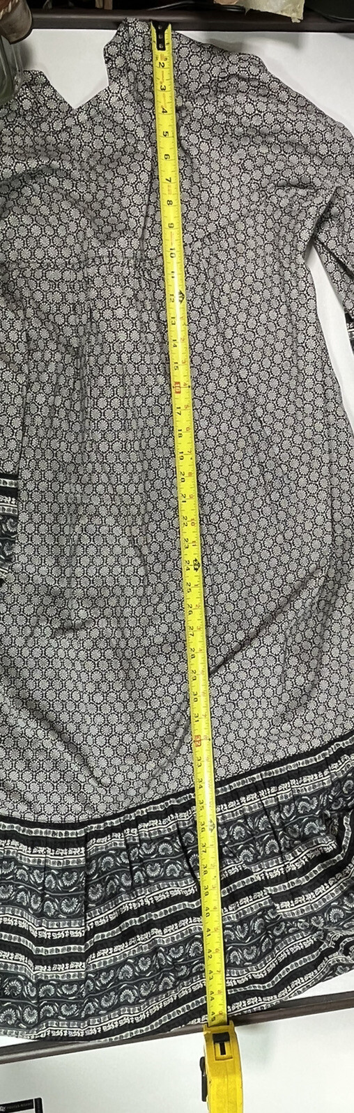 Anna Sui Uniqlo Black White Floral Ruffle Midi Dress Womens Medium Sweed thumbnail 5