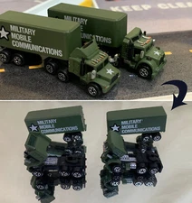 2 DELUXE OPENING DOORS SLEEPER TILTING CABS MICRO MACHINES MILITARY SEMI TRUCKS