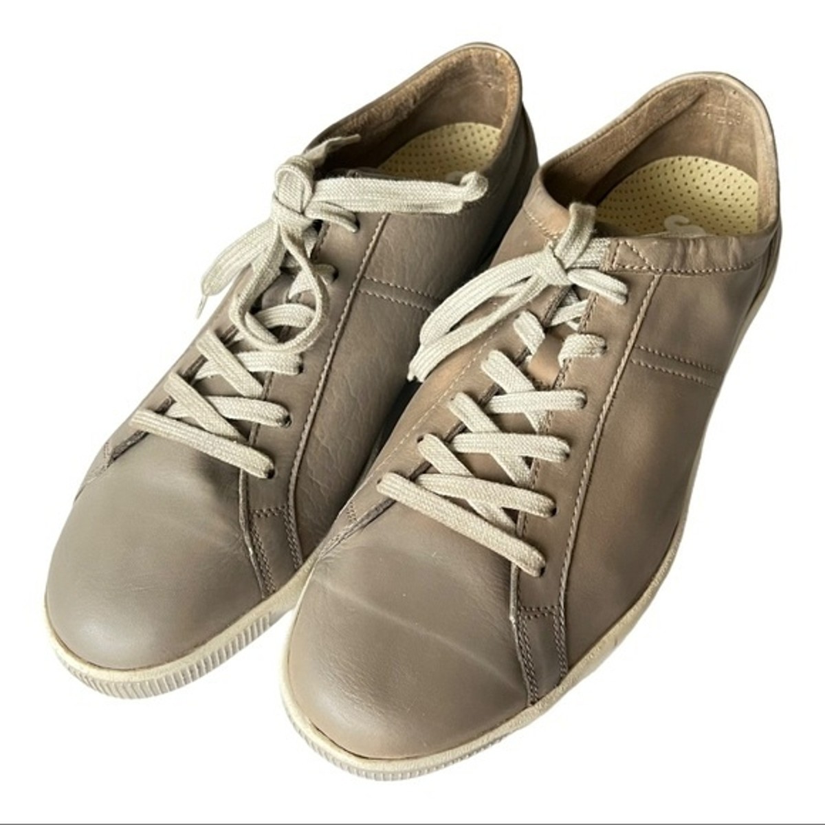 Softinos By Fly London Washed Taupe Leather Fashion Sneakers  display picture 1
