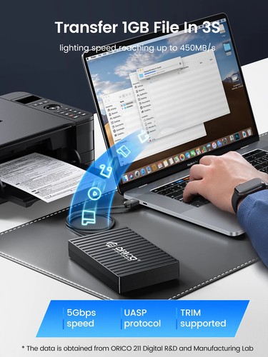 ORICO Externes Festplattengehäuse für 3,5 Zoll SATA SSD HDD USB C 5 Gbit/s UASP - Bild 3 von 11