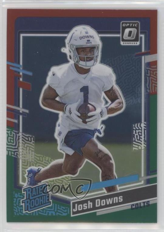 2023 Panini Donruss Rated Rookie Optic Preview Red & Green Prizm Josh Downs e9p