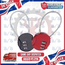 STRONG COMBINATION PADLOCK WIRE CABLE LOCK 3 DIGIT LOCKER SUITCASE BAG SECURITY