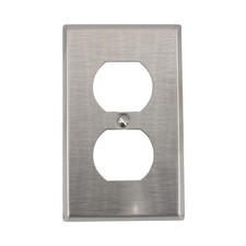 LEVITON 84003-40 DUPLEX OUTLET RECEPTACLE WALLPLATE, 1-GANG, STAINLESS STEEL