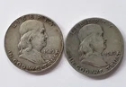 Lot of 2 1949 and 1949S Franklin Silver Half Dollar