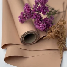 Satin floral wrapping foil 50cm x 20m Beige
